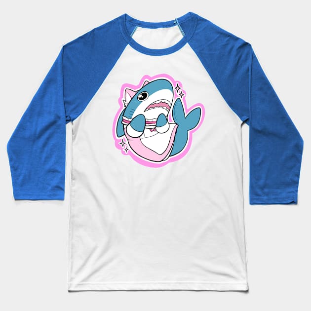 kawaii shark Baseball T-Shirt by moozua